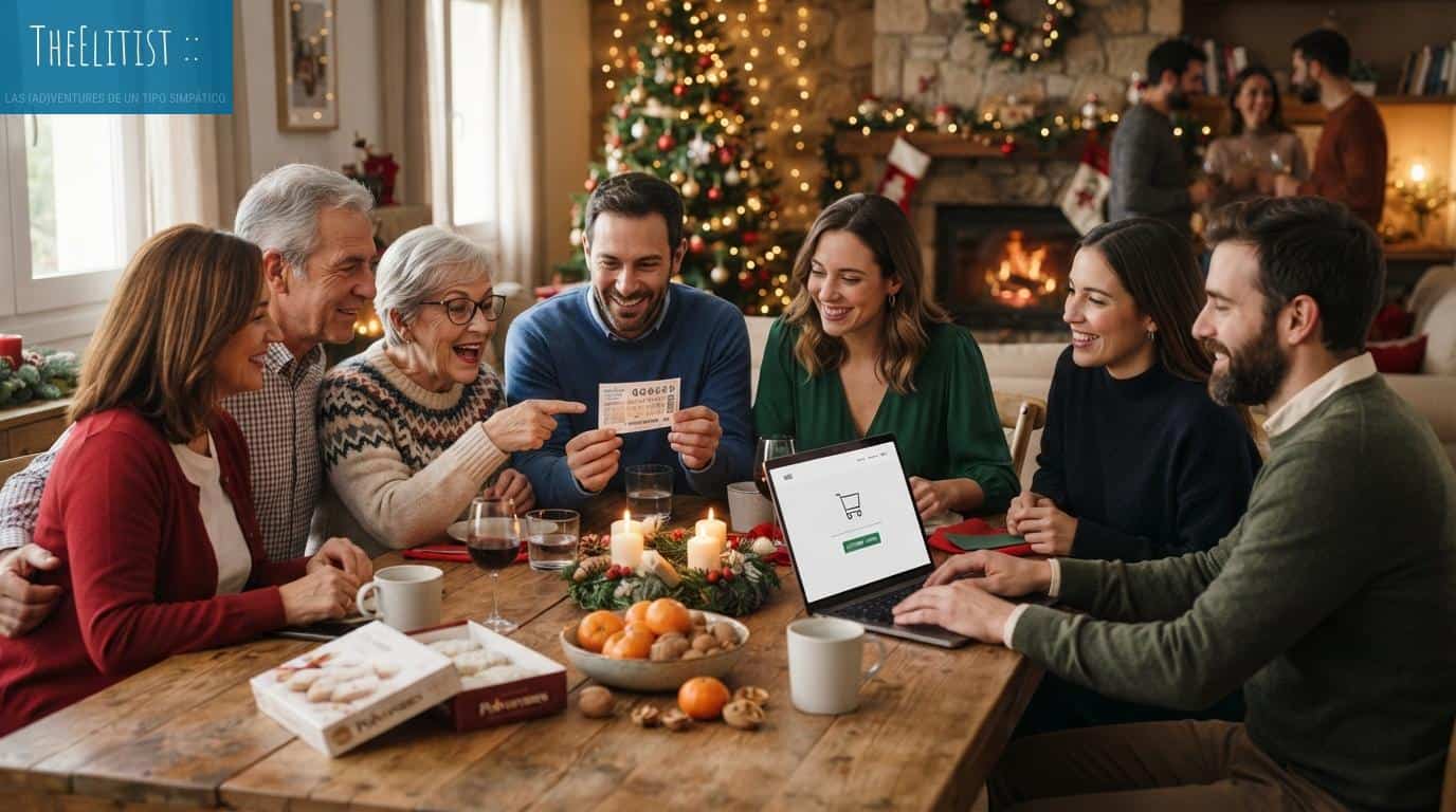 Personas organizando la compra online de lotería de Navidad