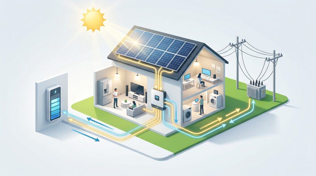 Funcionamiento del autoconsumo solar en una vivienda