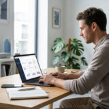 Profesional trabajando en la presencia digital de un negocio